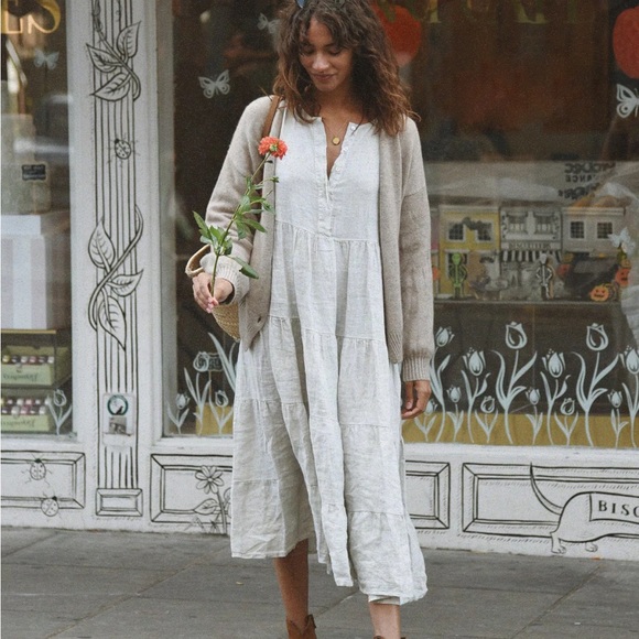 NWT Beachwood Mara Dress, Linen, Moon, S/M - Picture 2 of 8